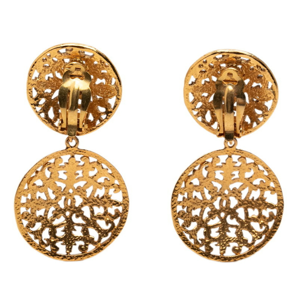 CHANEL Vintage Gold Logo Earrings - Picture 2 of 3